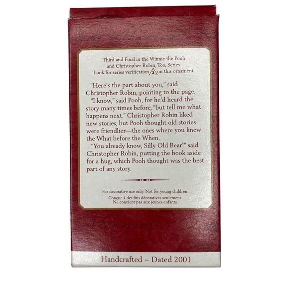 A Story For Pooh Hallmark Ornament 3rd in Series Dated 2001 - Picture 2 of 2